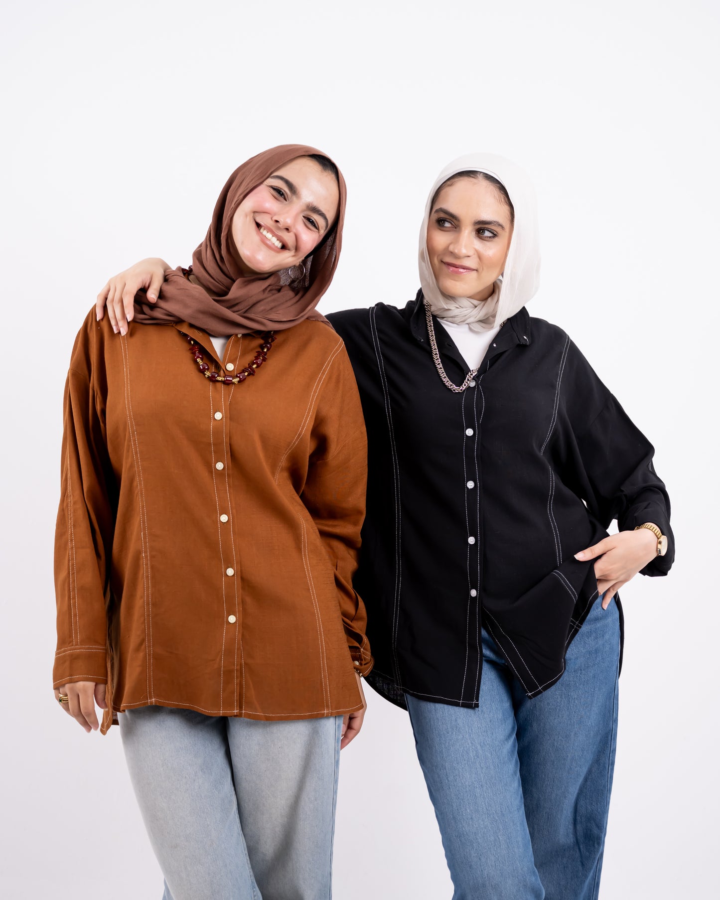 Douple stitch shirt-camel
