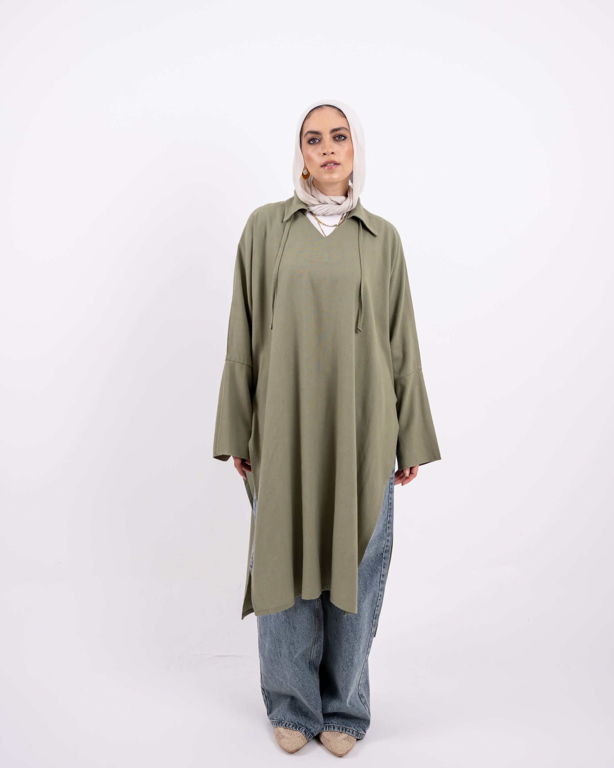 Semi Boho linen shirt-olive