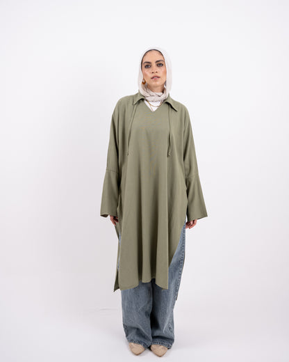 Semi Boho linen shirt-olive