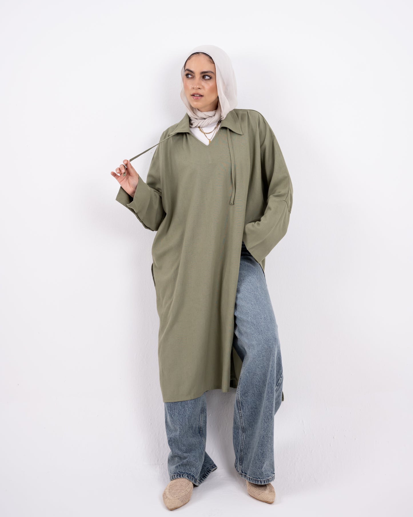 Semi Boho linen shirt-olive