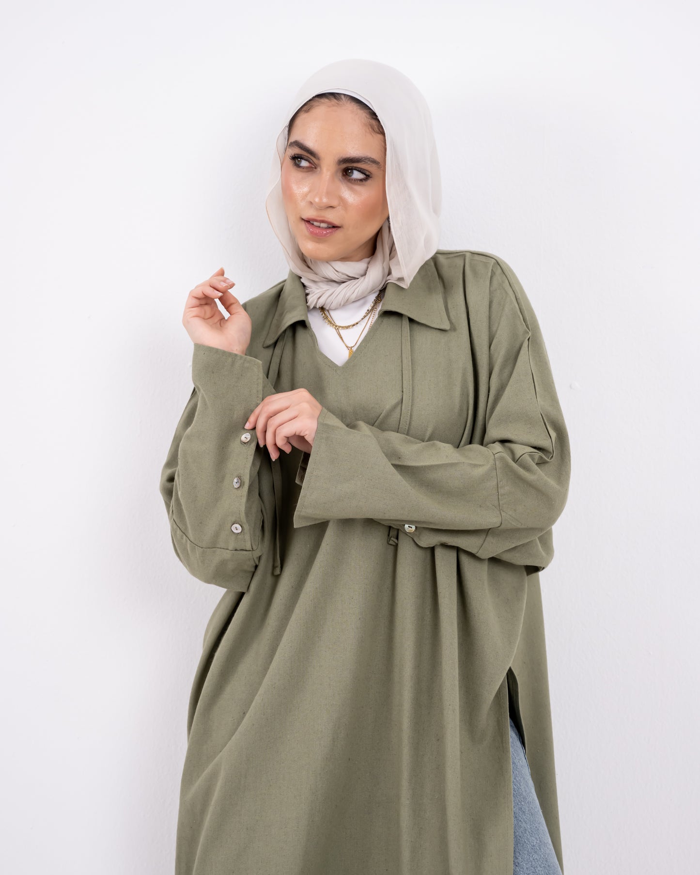 Semi Boho linen shirt-olive
