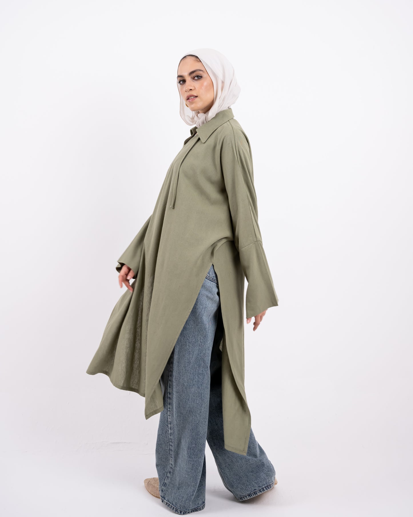Semi Boho linen shirt-olive