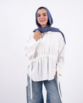 Rounded v neck linen shirt