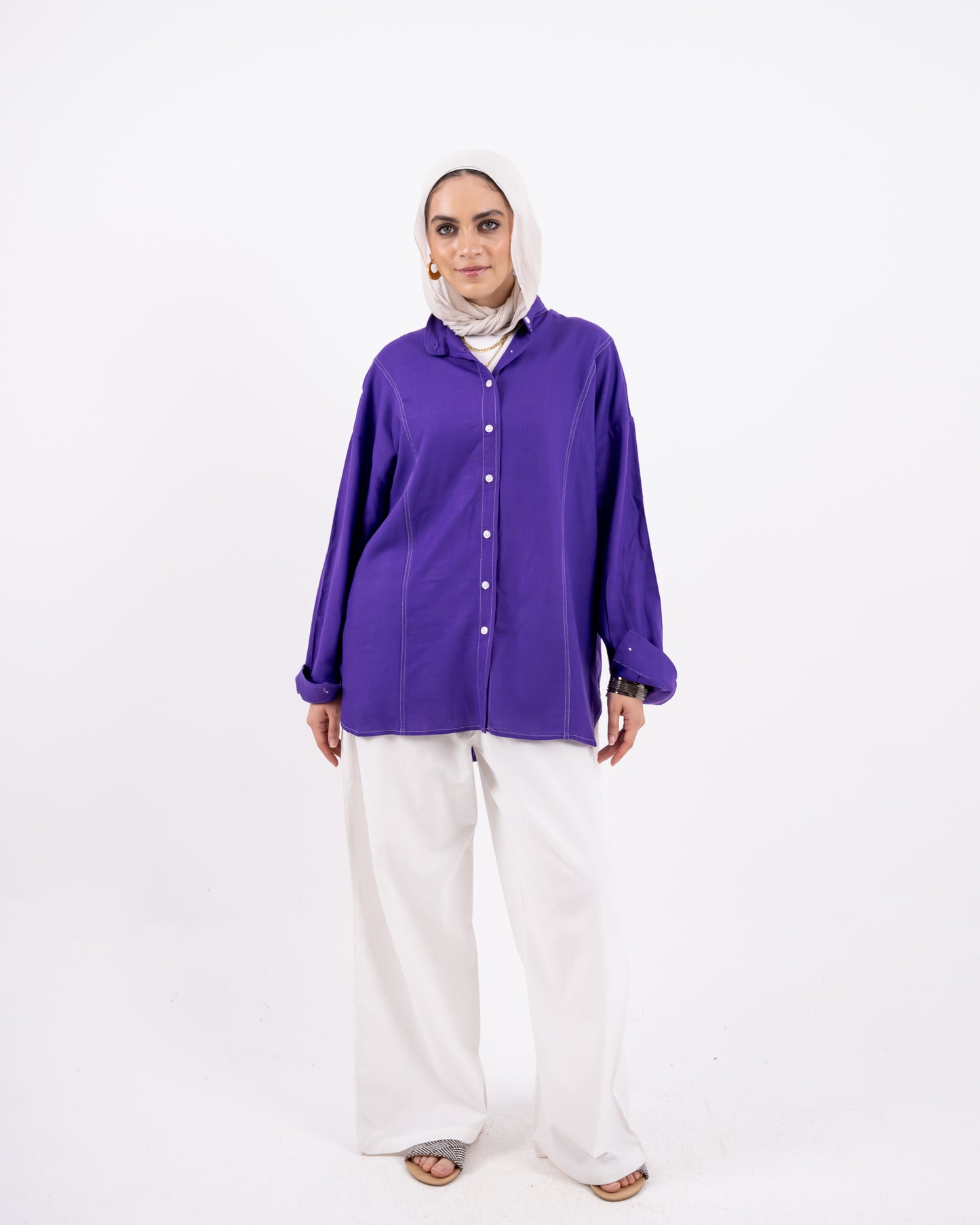 Douple stitch shirt -purple