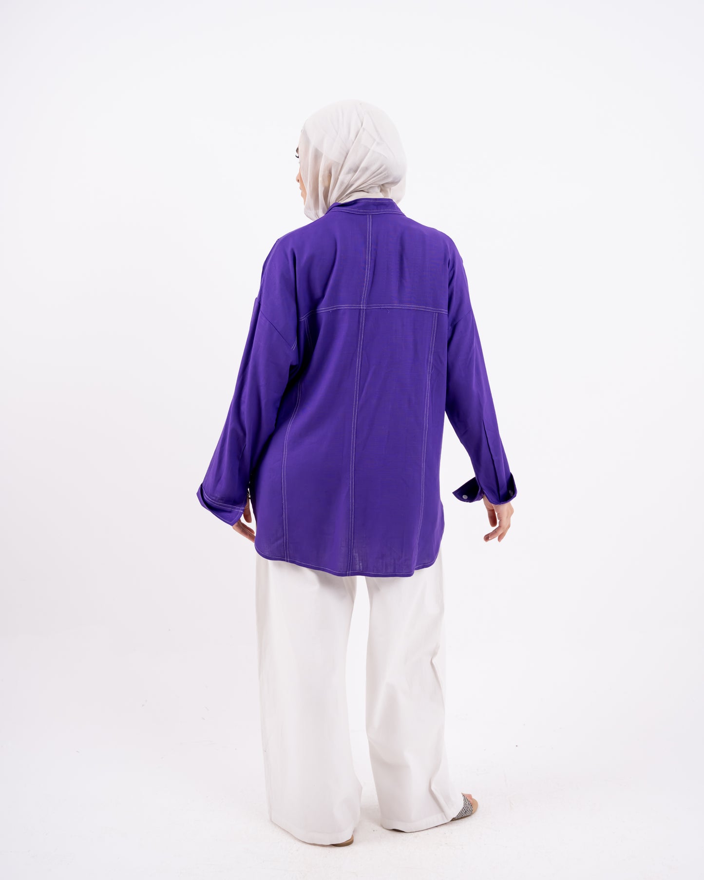 Douple stitch shirt -purple