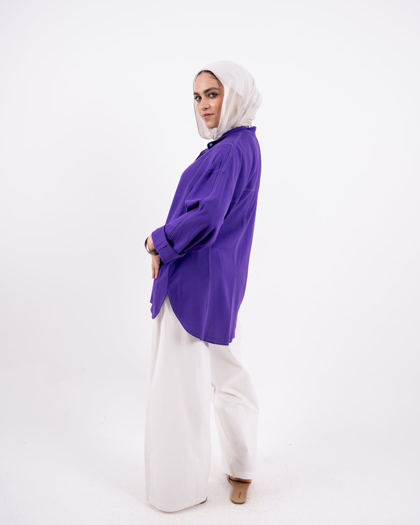 Douple stitch shirt -purple