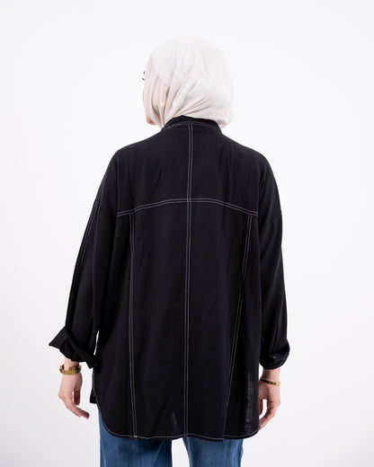 douple stitch shirt - black