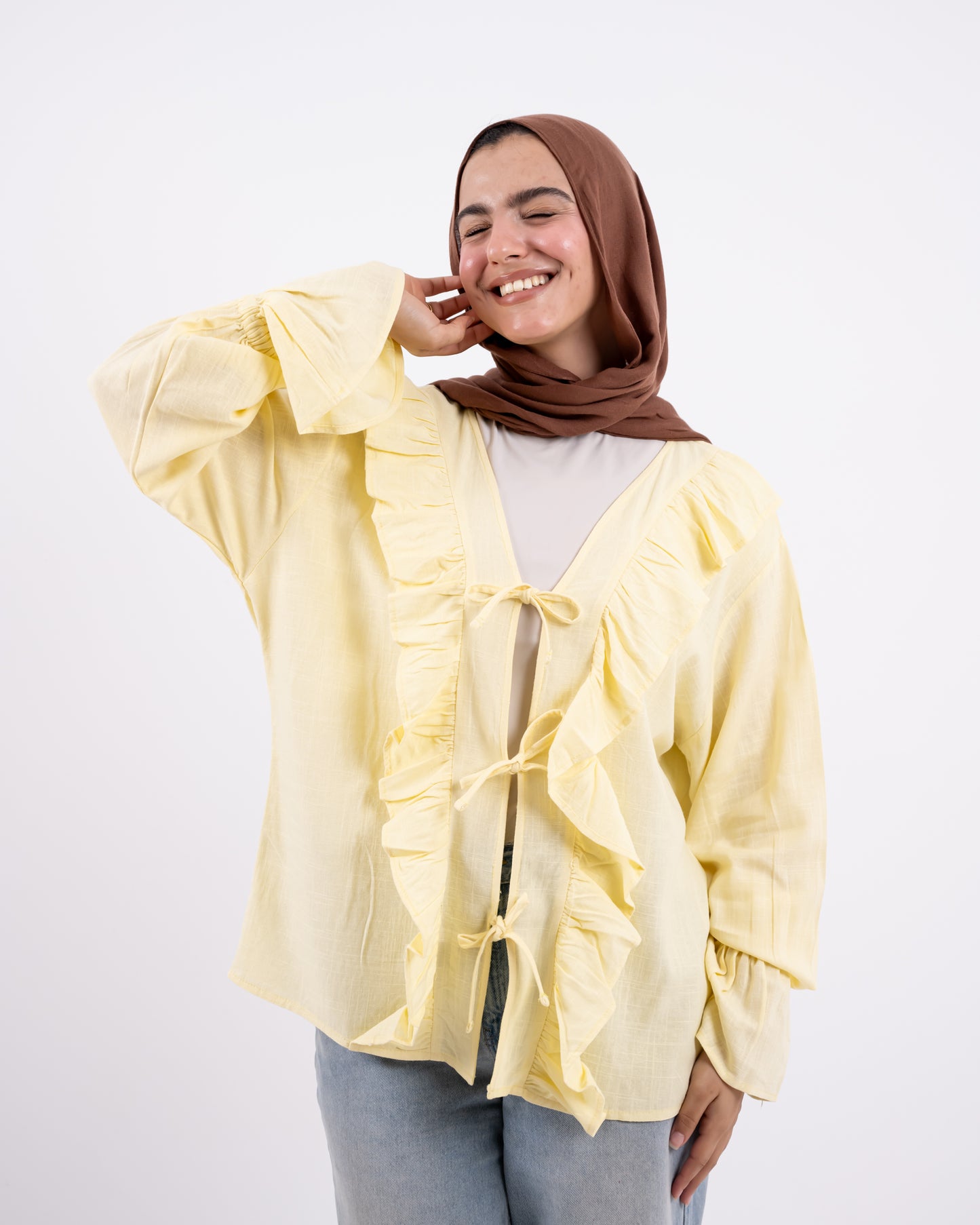 ruffles tied up top-yellow