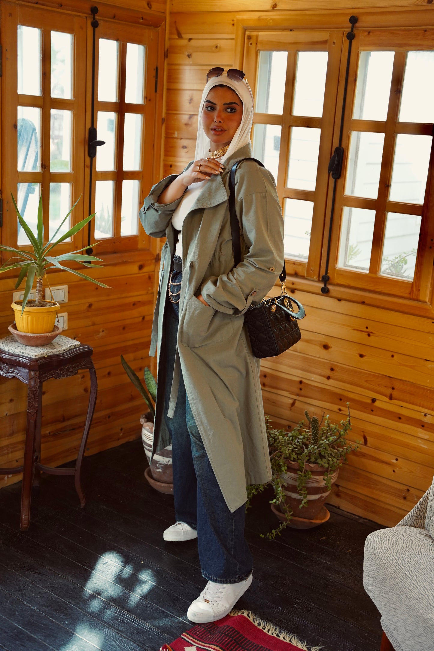 cardigan coat in Olive